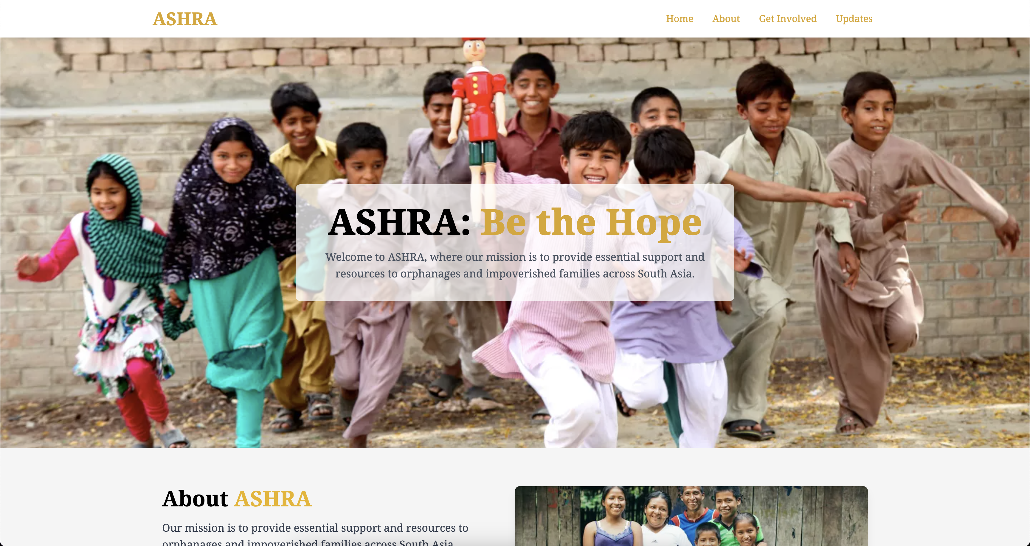 ASHRA Be The Hope website