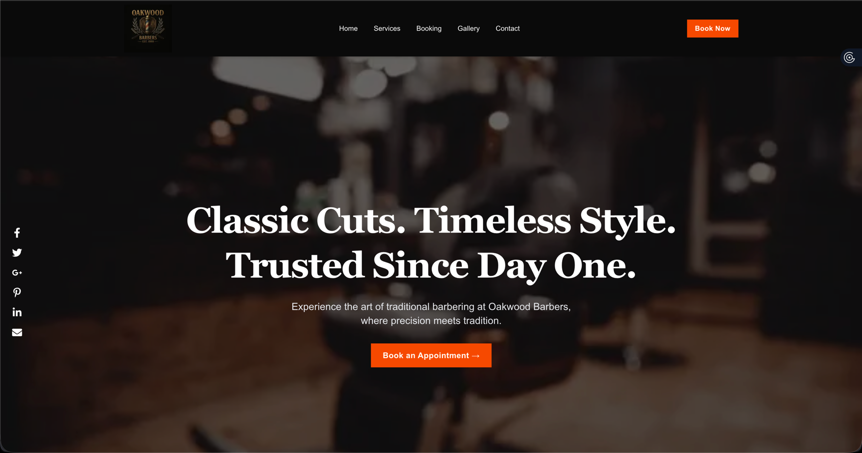 Oakwood Barbers website